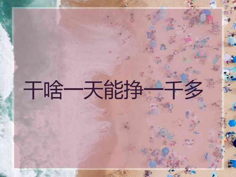 干啥一天能挣一千多