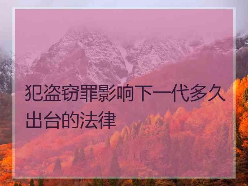 犯盗窃罪影响下一代多久出台的法律