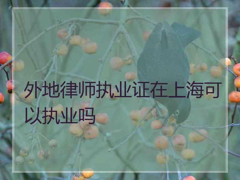 外地律师执业证在上海可以执业吗