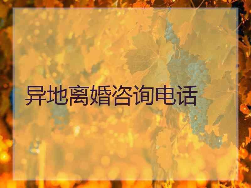 异地离婚咨询电话