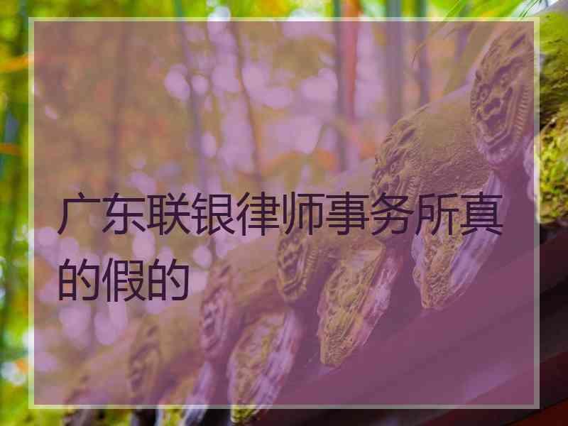 广东联银律师事务所真的假的