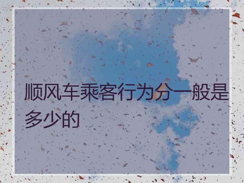 顺风车乘客行为分一般是多少的