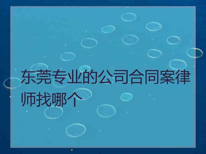 东莞专业的公司合同案律师找哪个