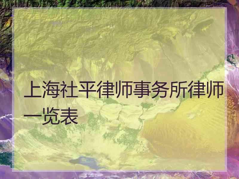 上海社平律师事务所律师一览表