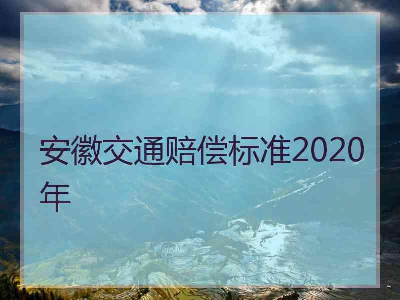 安徽交通赔偿标准2020年