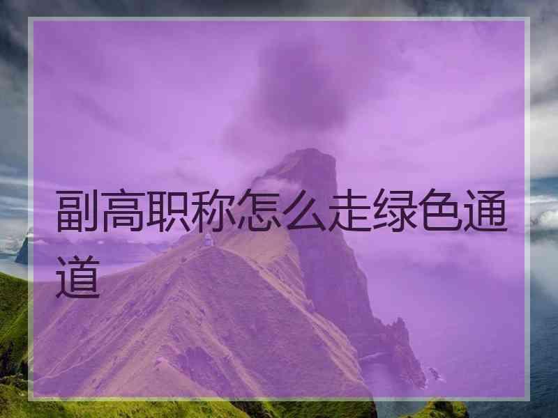 副高职称怎么走绿色通道