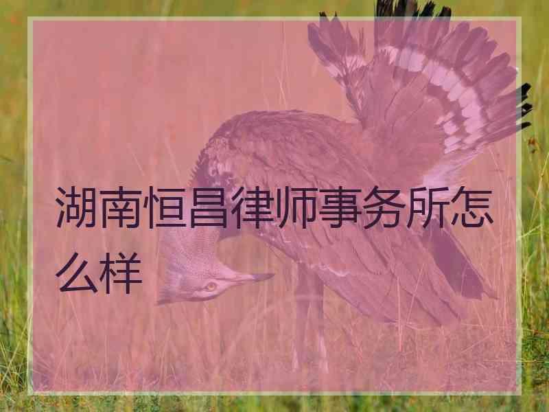 湖南恒昌律师事务所怎么样