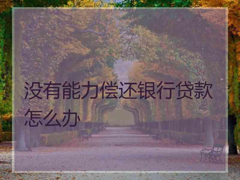 没有能力偿还银行贷款怎么办