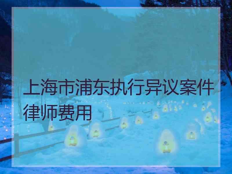 上海市浦东执行异议案件律师费用