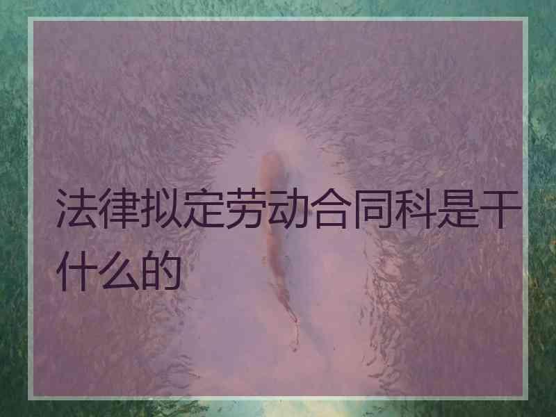 法律拟定劳动合同科是干什么的