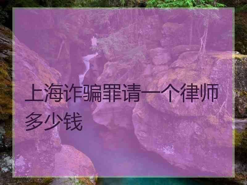 上海诈骗罪请一个律师多少钱