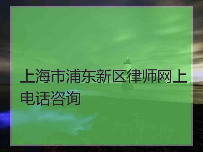 上海市浦东新区律师网上电话咨询