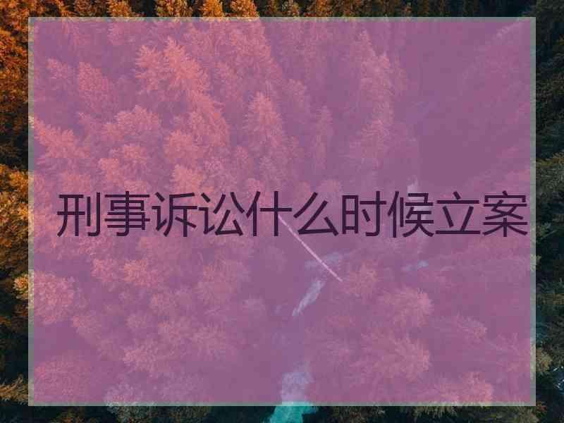 刑事诉讼什么时候立案