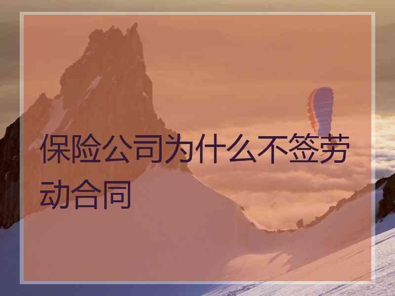 保险公司为什么不签劳动合同