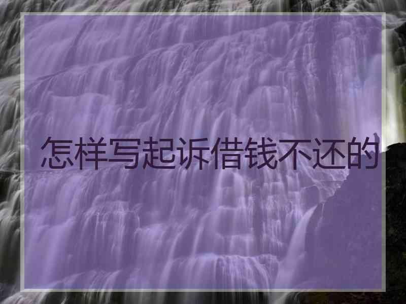 怎样写起诉借钱不还的