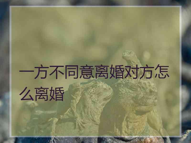 一方不同意离婚对方怎么离婚