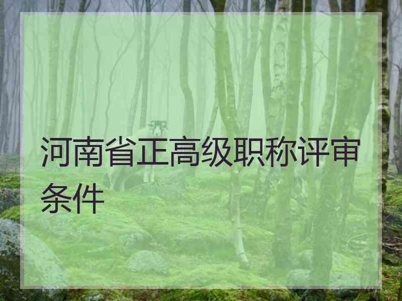 河南省正高级职称评审条件