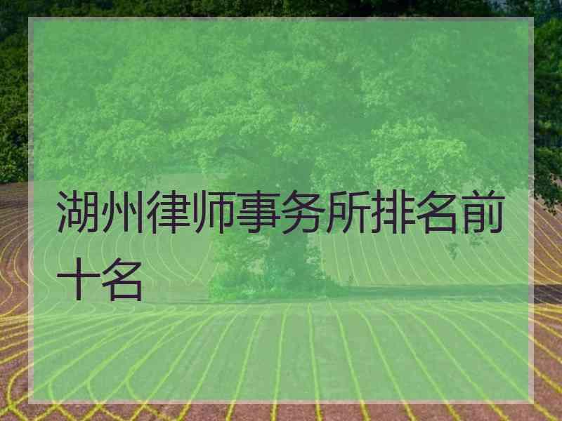 湖州律师事务所排名前十名