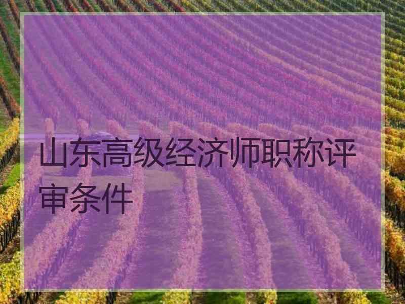 山东高级经济师职称评审条件