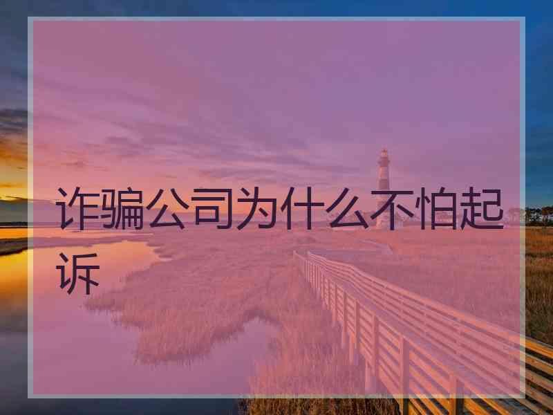 诈骗公司为什么不怕起诉