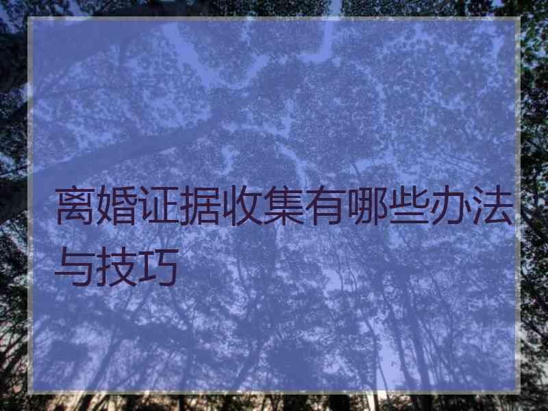 离婚证据收集有哪些办法与技巧