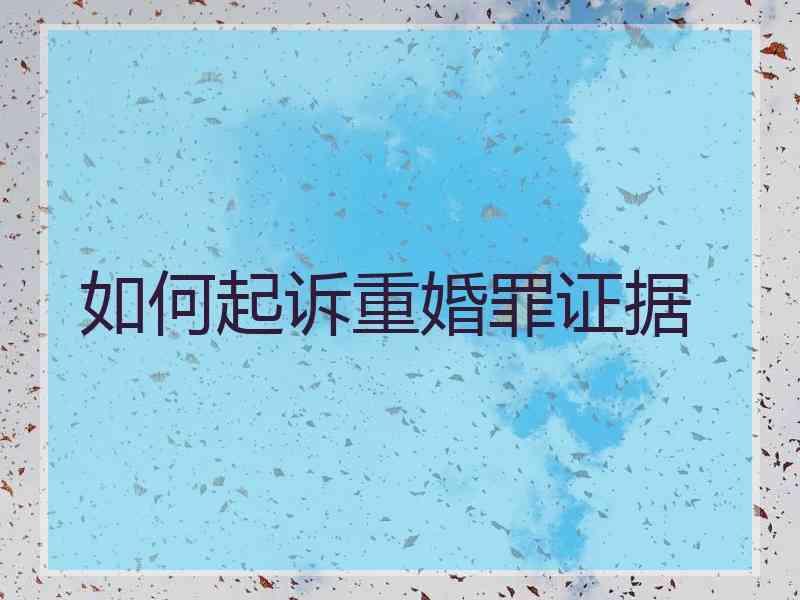 如何起诉重婚罪证据