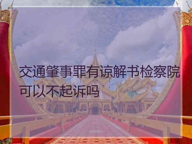 交通肇事罪有谅解书检察院可以不起诉吗