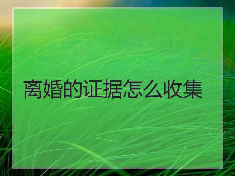 离婚的证据怎么收集