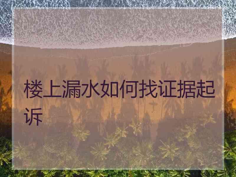 楼上漏水如何找证据起诉