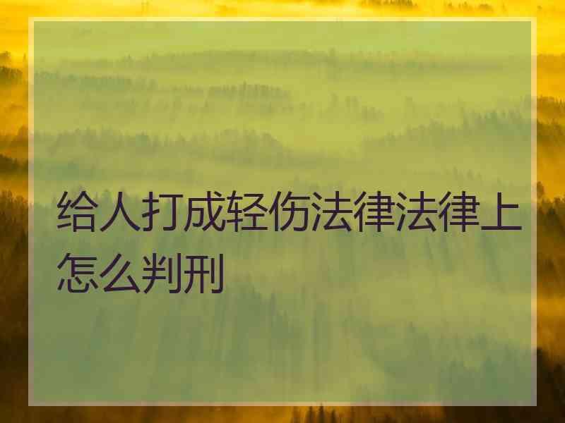 给人打成轻伤法律法律上怎么判刑