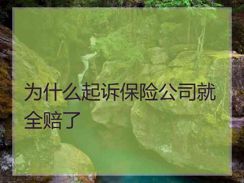 为什么起诉保险公司就全赔了