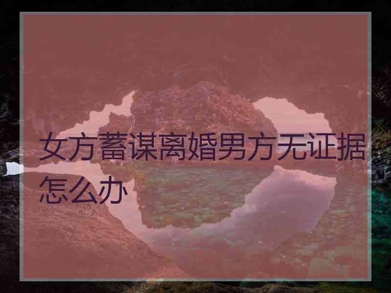 女方蓄谋离婚男方无证据怎么办