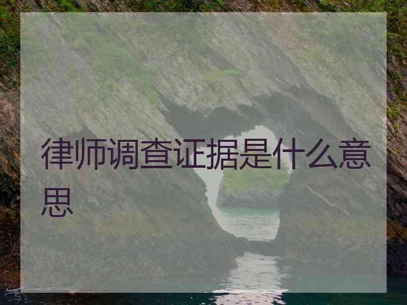 律师调查证据是什么意思