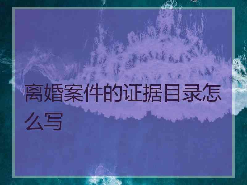 离婚案件的证据目录怎么写