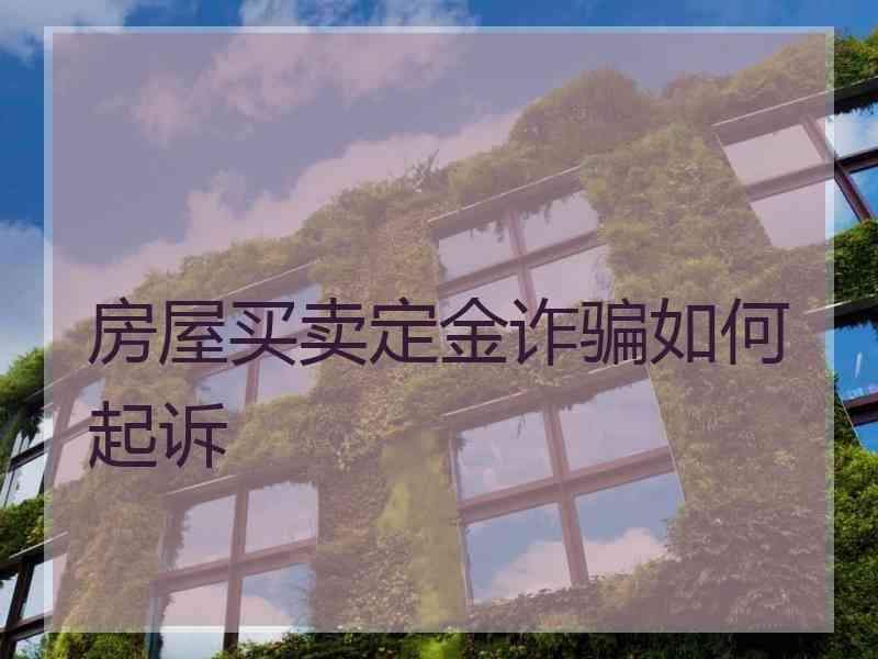 房屋买卖定金诈骗如何起诉