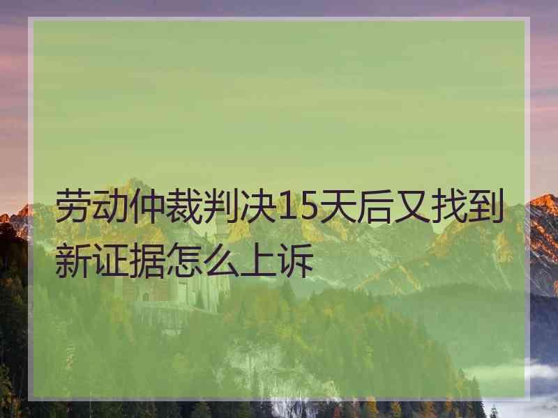 劳动仲裁判决15天后又找到新证据怎么上诉