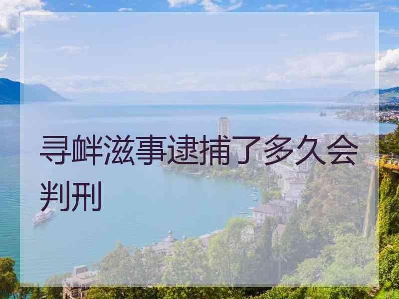 寻衅滋事逮捕了多久会判刑