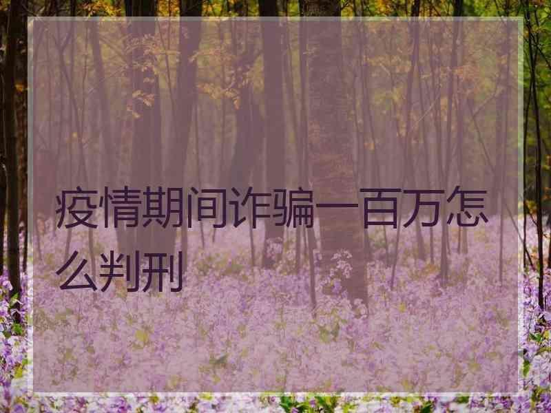 疫情期间诈骗一百万怎么判刑