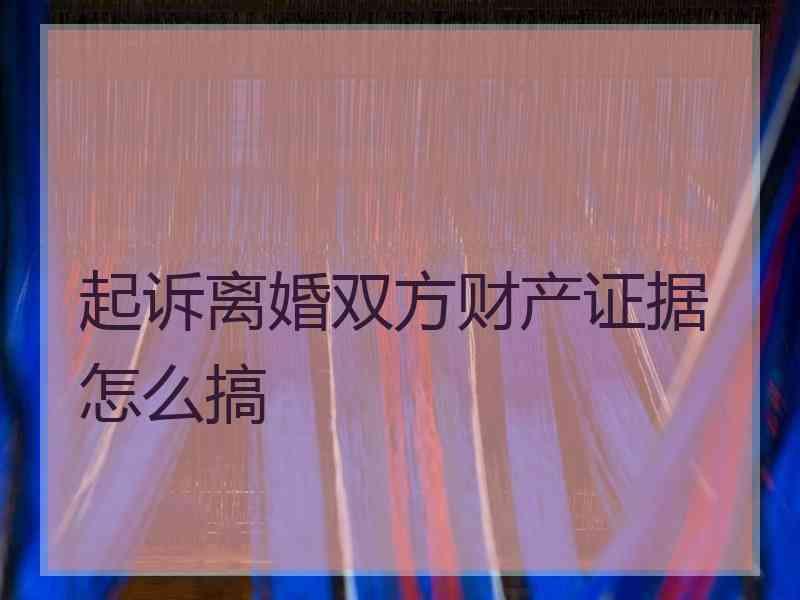 起诉离婚双方财产证据怎么搞