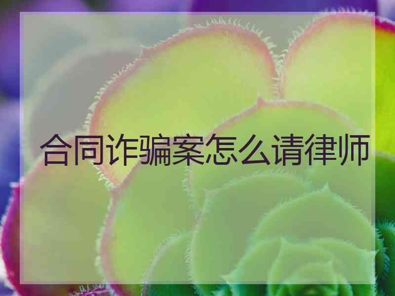 合同诈骗案怎么请律师