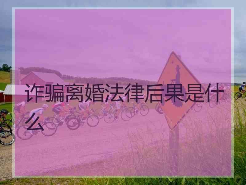 诈骗离婚法律后果是什么