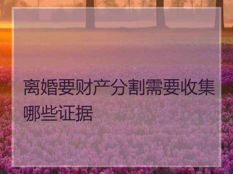 离婚要财产分割需要收集哪些证据