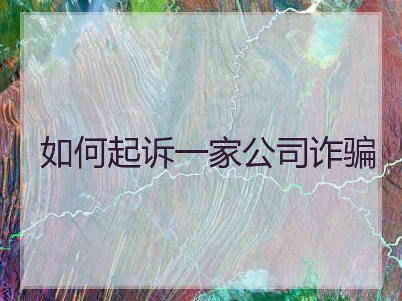 如何起诉一家公司诈骗