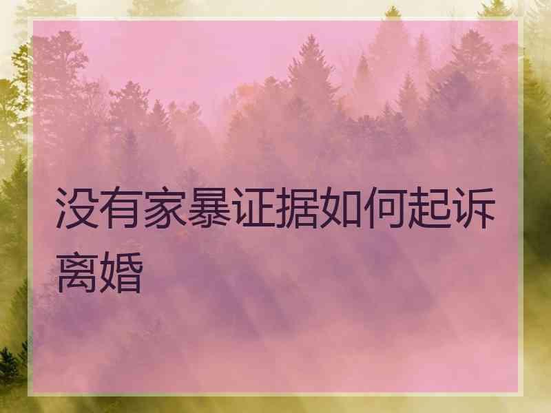 没有家暴证据如何起诉离婚