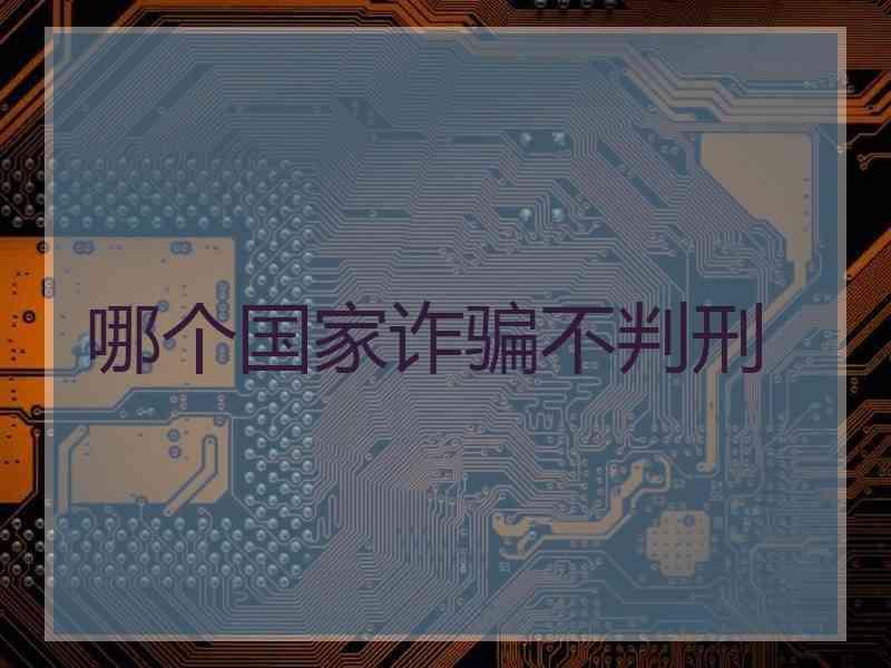 哪个国家诈骗不判刑