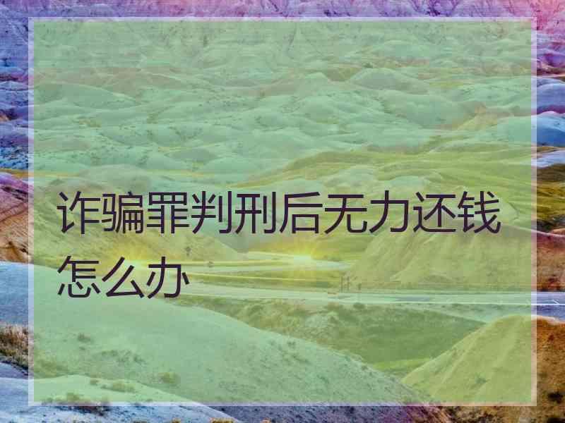 诈骗罪判刑后无力还钱怎么办