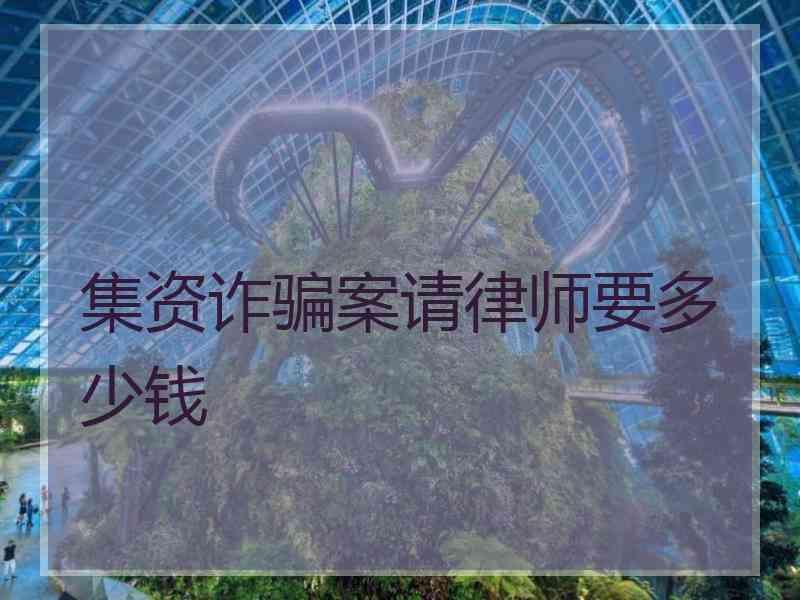 集资诈骗案请律师要多少钱