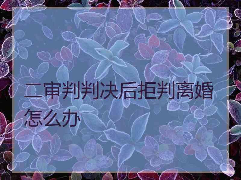 二审判判决后拒判离婚怎么办