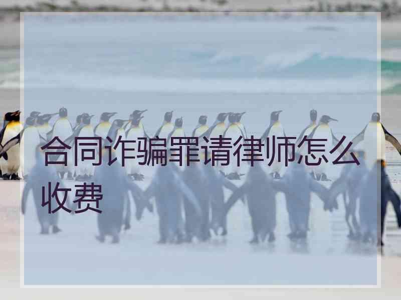 合同诈骗罪请律师怎么收费