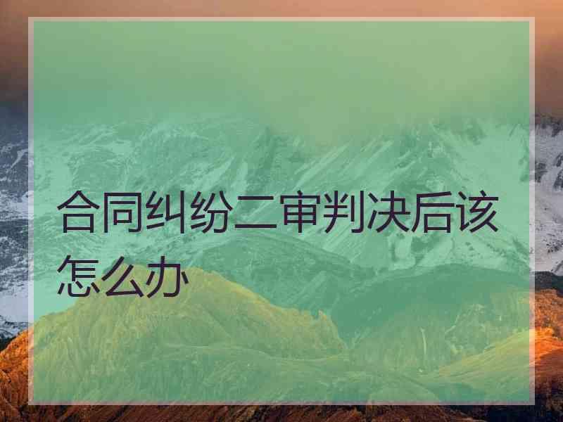 合同纠纷二审判决后该怎么办